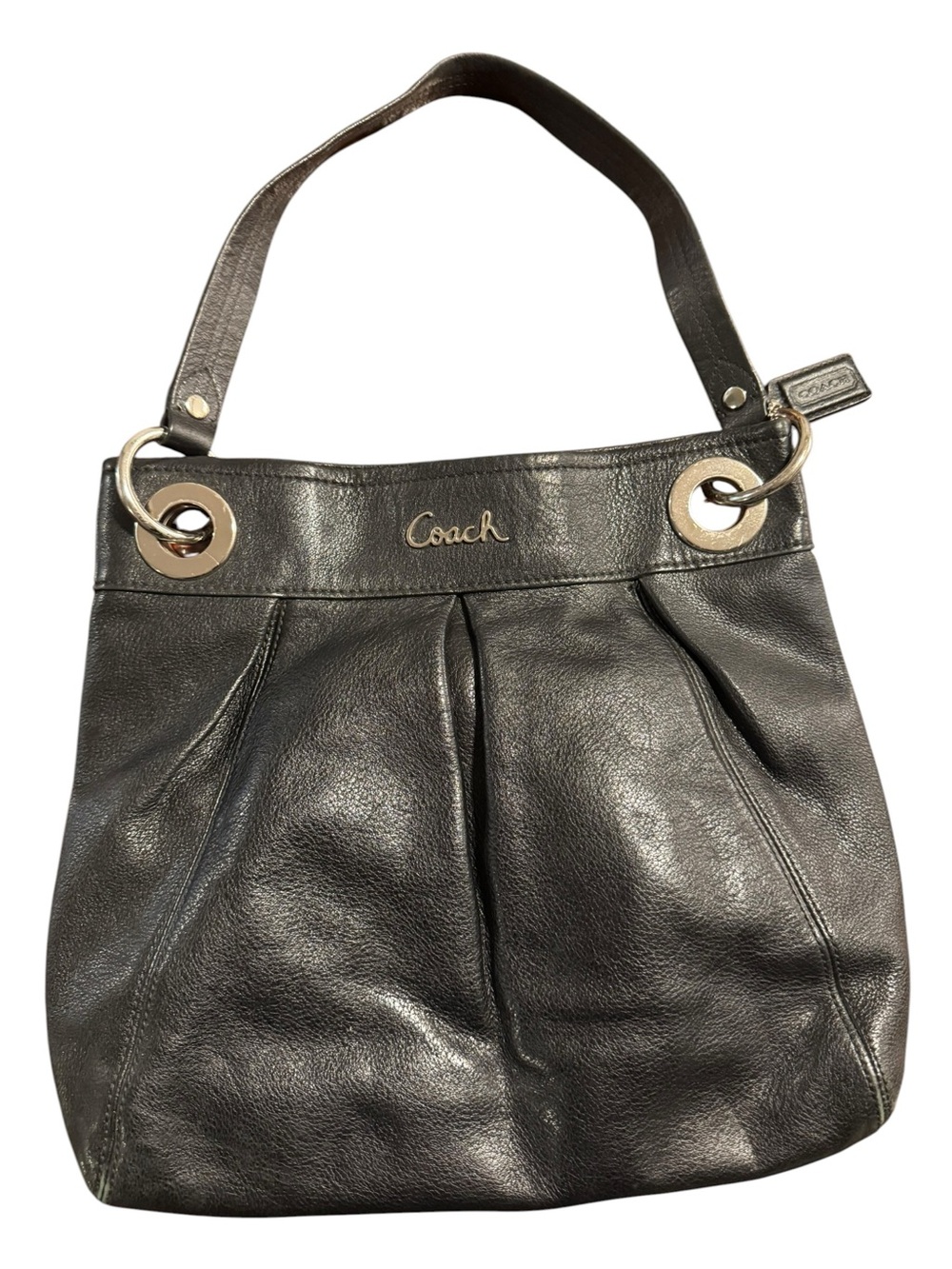 Coach Ashley Pleated Hobo Bag, Black Leather, Style F17605